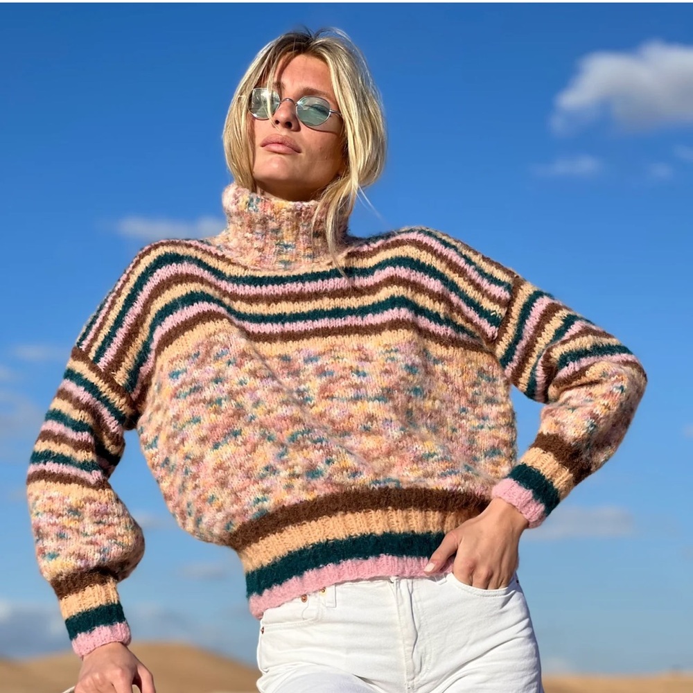 SWEATER HIGHNECK DOUDOU STRIPES CHOCO